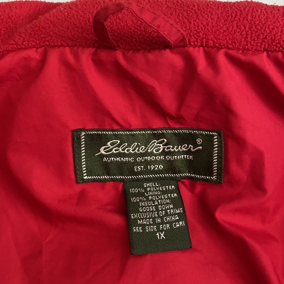 {VTG} Eddie Bauer | Diamond Quilted Premium Goose Down Full Zip Puffer Coat (1X) - Picture 8 of 16